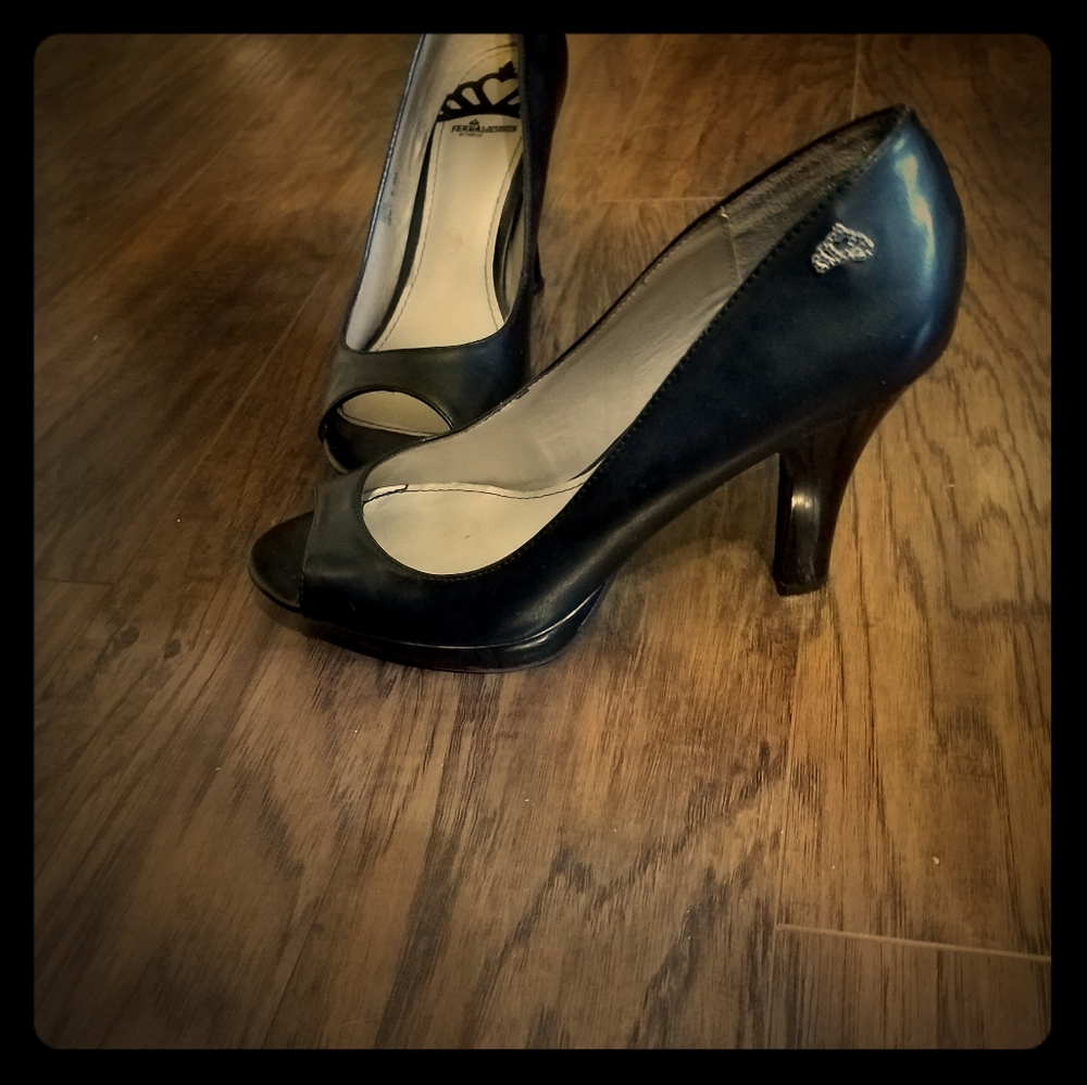 Fergie Black Peep Toe Heels